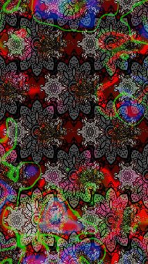 Raster illüstrasyonu. Siyah renkli çiçekler. Çizim çiçek deseni duvar kağıdı için kullanılabilir.