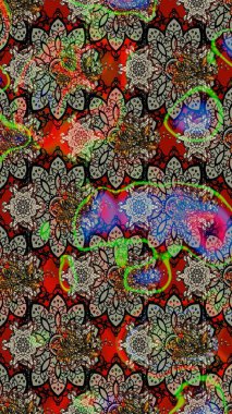 Düz Çiçek Elementleri Tasarımı. Gri renkli çiçekler. Renkli Bahar Teması eskiz kalıbı. Raster illüstrasyonunda çiçek deseni çizimi.