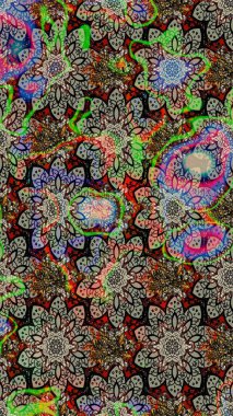 Raster illüstrasyonu. Çizim çiçek deseni duvar kâğıdı olarak kullanılabilir. Gri renkli çiçekler.