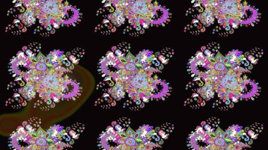 Düz Çiçek Elementleri Tasarımı. Süslü kumaş deseni. Renkli Bahar Teması eskiz kalıbı. Raster illüstrasyonunda çiçek deseni çizimi.