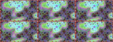 Kusursuz bir geçmişi var. Eski usul. Renkli desenli kusursuz desenli, nötr ve yeşil çiçekli ve dekoratif elementli. Kumaş, tekstil, duvar kağıdı baskısı için. Raster illüstrasyonu.