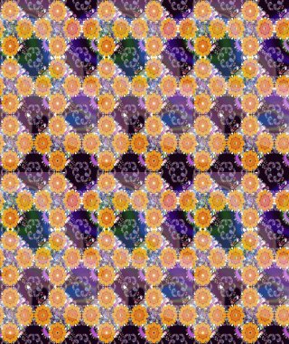 Raster illüstrasyonu. Ultraviyole kumaş deseni. Kusursuz desen. Organik motif arkaplanı.