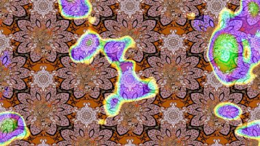 Raster illüstrasyonundaki çiçek desenli çizim. Kahverengi renkte çiçekler.