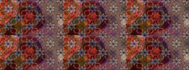 Vadinin çiçekleri kahverengi ve bej renklerde. Raster çiçek desenleri çiziyor..