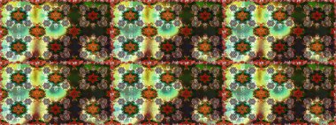 Raster illüstrasyonu. Kusursuz dekoratif arka plan, çiçek mandala. Kahverengi renklerde. Çiçek..