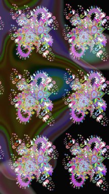 Çiçek desenli raster, kahverengi çizgi grafik desenli soyut raster arkaplan. Modern stil dokusu.