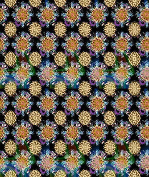 Siyah ve bej renkli çiçekler. Raster illüstrasyonu. Çiçek süsü ile kusursuz desen.