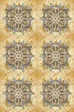 Şam, tasarım için kusursuz desen. Bej, kahverengi ve altın elementli nötr renklerde raster pürüzsüz desen.