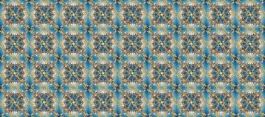 Arap dekoru mavi, gri ve nötr renklerde. Süslü dantel iz sürücü. Doğu tarzında klasik tasarım öğesi. Duvar kâğıdı için altın süslü bir illüstrasyon. Çiçekli süslemeli, pürüzsüz bir desen..