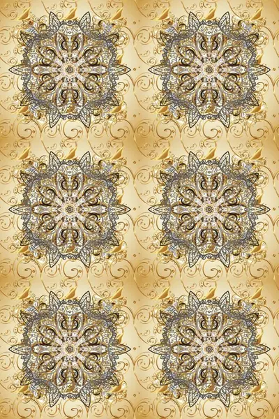 Şam, tasarım için kusursuz desen. Bej, kahverengi ve altın elementli nötr renklerde raster pürüzsüz desen.