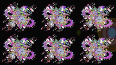 Renkli Bahar Teması eskiz kalıbı. Raster güzel kumaş deseni çiziyor. Düz Çiçek Elementleri Tasarımı. Çiçek deseni.