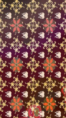 Kahverengi ve mor renkte zarif çiçekli suluboya. Düz Çiçek Elementleri Tasarımı. Raster illüstrasyonu. Renkli Bahar Teması çizim şablonu.