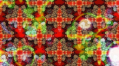 Kızılderili desenli desenli desenli şal deseni. Etnik Mandala süsü. Raster Henna dövme stili. Tekstil, tebrik kartı, boyama kitabı, telefon kılıfı baskısı için kullanılabilir.