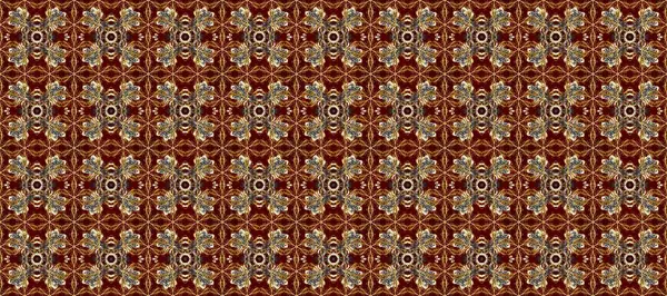Kahverengi, bej ve kırmızı renklerde altın elementlerle kusursuz desen. Kusursuz altın desen. Raster doğulu süsü.