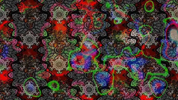 Taslak dekoratif arka plan, çiçek mandala. Çiçek. Raster illüstrasyonu. Siyah renklerde.