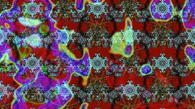 Parlak renkli çiçekli ve kırmızı yapraklı harika bir çiçek deseni. Moda baskıları için zarif bir şablon. Modern çiçek arkaplanı. Halk stili.