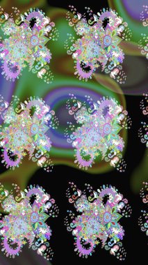 El yapımı çiçek ve bitki koleksiyonu. Raster illüstrasyonu. Eskiz stili yeşil renkler. Şirin karalamalı çiçek desenli çizim. Raster illüstrasyonu.