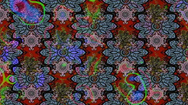 Çiçek buketleriyle klasik bir eskiz şekli. Raster illüstrasyonu. Siyah renklerde.