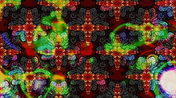 Çiçek desenli çizim. Raster illüstrasyonu. Asya tekstil tarzında. Güzel kumaş deseni. Renkli Bahar Teması eskiz kalıbı. Düz Çiçek Elementleri Tasarımı.