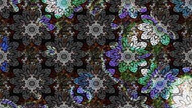 Çizim çiçek deseni duvar kâğıdı olarak kullanılabilir. Gri renkli çiçekler. Raster illüstrasyonu.