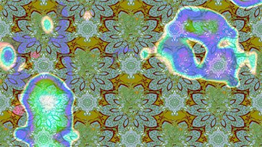 Ağaç dallı bahar çiçekleri ile desen, çiçek siluetiyle yeşil renkler. Raster deseni.