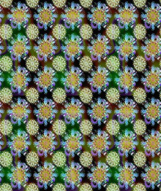 Raster illüstrasyonu. Çiçek deseni. Renkli Bahar Temalı Kusursuz Arkaplan. Kusursuz Chichi kumaş deseni. Düz Çiçek Elementleri Tasarımı.