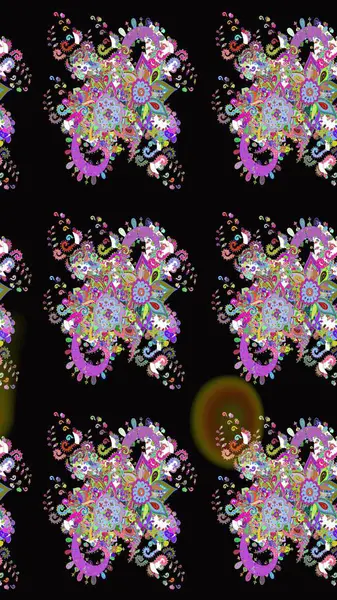 Klasik çiçekler. El çizimi, soyut ve süslü elementler. Yaz çiçekleri teması. Siyah renkler. Suluboya resim taklit Raster illüstrasyonu.