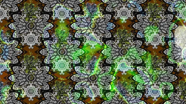 Sevimli çiçek raster deseni. Gri renkli çiçekler. Renkli Bahar Teması eskiz kalıbı. Düz Çiçek Elementleri Tasarımı.