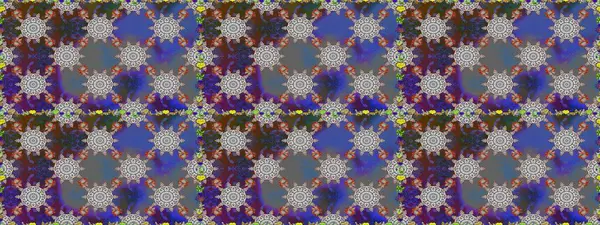 Raster Illustrasyon 'da moda olmayan çiçek deseni. Güzel kumaş deseni. Renkli Yaz Temalı Kusursuz Arkaplan. Düz Çiçek Elementleri Tasarımı.