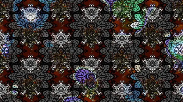 Sevimli çiçek raster deseni. Siyah renkli çiçekler. Renkli Bahar Teması eskiz kalıbı. Düz Çiçek Elementleri Tasarımı.