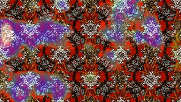 Renkli çizim kalıbı. Çiçek arkaplan. Çiçek duvar kâğıdı. Raster illüstrasyonu. Kahverengi renkli şirin tekstil.