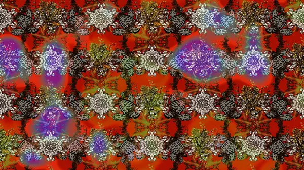 Kahverengi renkli etnik çiçeklerin olduğu zarif bir eskiz modeli. Raster Çiçek İllüstrasyon Şirin Tekstil.