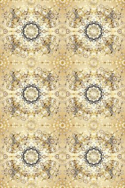 Raster oryantal süs. Kusursuz altın desen. Altın desenli bej, nötr ve kahverengi altın elementlerle.