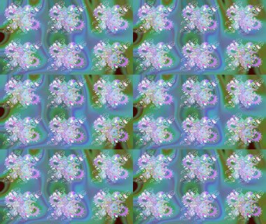 Mavi ve yeşil lale çiçekli, pürüzsüz bir desen. Doğal kozmetik ürünleri, parfüm, çiçekçi dükkanı için bahar ihalesi tasarımı. Paket kağıdı için en iyisi. Karşılama ya da düğün geçmişi olarak kullanılabilir.