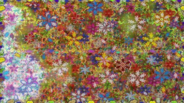 Çiçekler, yapraklar, dekoratif elementler, sıçramalar, lekeler, el çizimleri çizimleri ve Doodle çizimleri, grafik raster çizimleri.