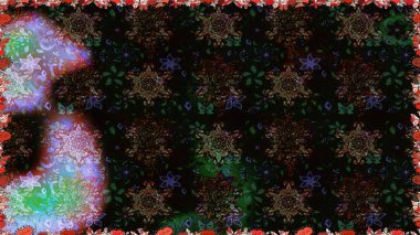 Siyah ve gri renkli şirin tekstil tarzında. Çiçek duvar kâğıdı. Raster illüstrasyonu. Çiçek arkaplan. Renkli, pürüzsüz desen.