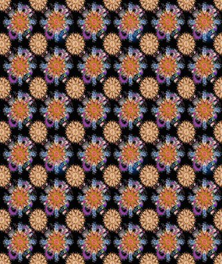 Çiçekli kusursuz retro desen. Siyah ve kahverengi renkte çiçekler. Renkli Yaz Temalı Kusursuz Arkaplan. Düz Çiçek Elementleri Tasarımı.