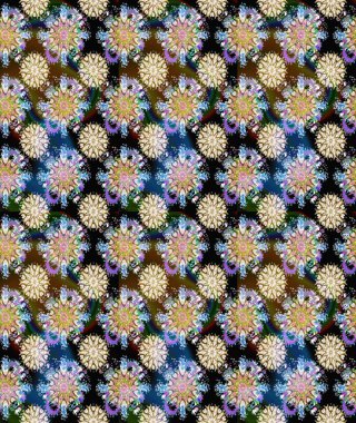 Sevimli çiçek raster deseni. Düz Çiçek Elementleri Tasarımı. Tarafsız ve siyah renklerde çiçekler. Renkli Yaz Temalı Kusursuz Arkaplan.