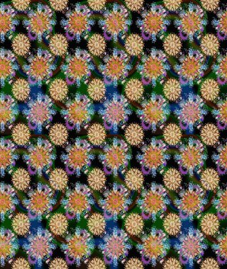 Bej ve kahverengi renkli çiçekler. Raster illüstrasyonunda kusursuz çiçek deseni.