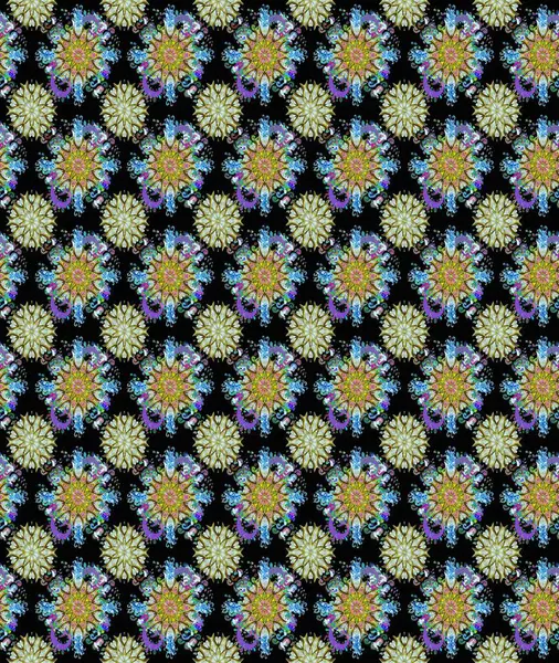 Siyah ve nötr renklerde Asya tekstil tarzında. Kusursuz çiçek deseni. Raster illüstrasyonu.