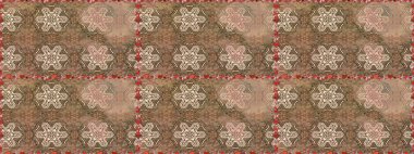 Kusursuz. Raster illüstrasyonu. Şirin çiçek elementleri. Kahverengi ve bej renkli çiçekler.