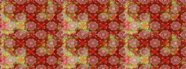 Çiçekli güzel suluboya desen. Raster illüstrasyonu. Kırmızı ve kahverengi renklerde.