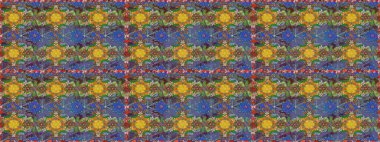 Çiçek deseni. Kahverengi ve yeşil renklerde çiçeksiz. Şatafatlı bahar bahçesi dokusu. Raster illüstrasyonu. Kahverengi ve yeşil renkte çiçekler.