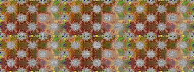 El çizimi çiçekli, soyut, pürüzsüz desen. Kahverengi renkli çiçekler. Raster illüstrasyonu.