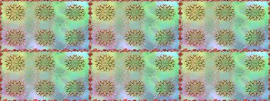 Renkli Bahar Temalı Kusursuz Arkaplan. Raster illüstrasyonunda kusursuz çiçek deseni. Düz Çiçek Elementleri Tasarımı. Süslü kumaş deseni.