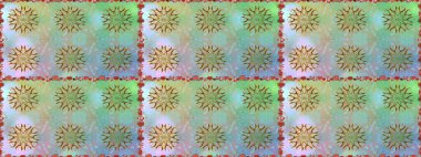 Renkli Bahar Temalı Kusursuz Arkaplan. Tarafsız ve mavi renkte çiçekler. Düz Çiçek Elementleri Tasarımı. Raster illüstrasyonunda kusursuz çiçek deseni.