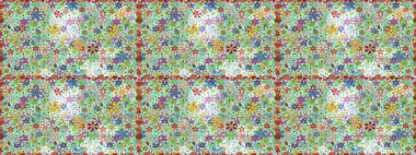 Çiçekli, suluboya desenli kusursuz çiçek deseni. Düz Çiçek Elementleri Tasarım Raster illüstrasyonu. Tarafsız ve yeşil renkte çiçekler. Renkli Bahar Temalı Düz Arkaplan.