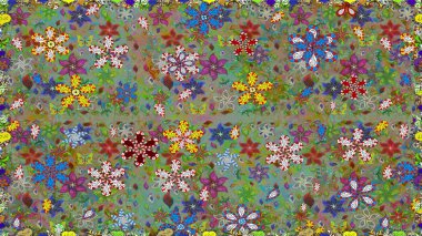 Raster illustration. Seamless floral pattern in folk style with flowers, leaves. Hand drawn.