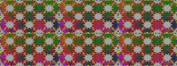 Raster Illustrasyon 'da moda olmayan çiçek deseni. Düz Çiçek Elementleri Tasarımı. Renkli Yaz Temalı Kusursuz Arkaplan. Kahverengi renkte çiçekler.