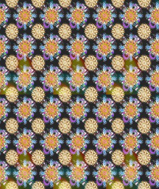 Çiçekli karalama şeklinde Raster çiçek deseni. Raster illüstrasyonu. Gri ve bej renkte yaz çiçekleri..